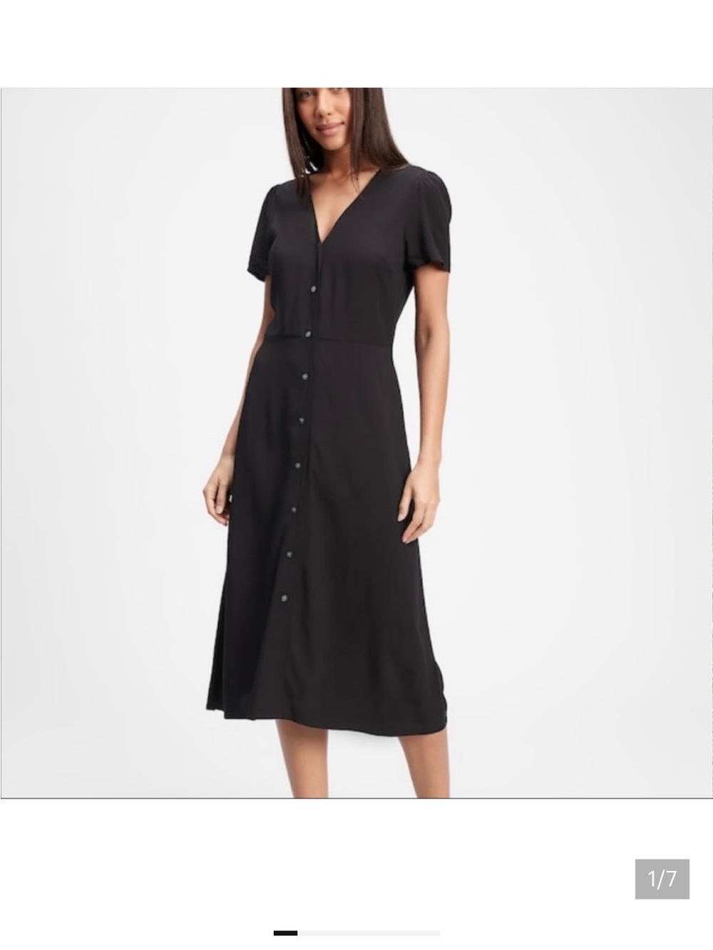 Gap Button Front Midi Dress Black Medium